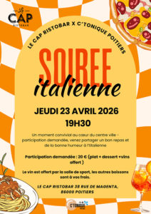 Soirée italienne C'Tonique le 23 avril 2026